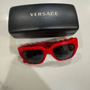 Versace Red Chain Link Medusa Sunglasses VE4409F